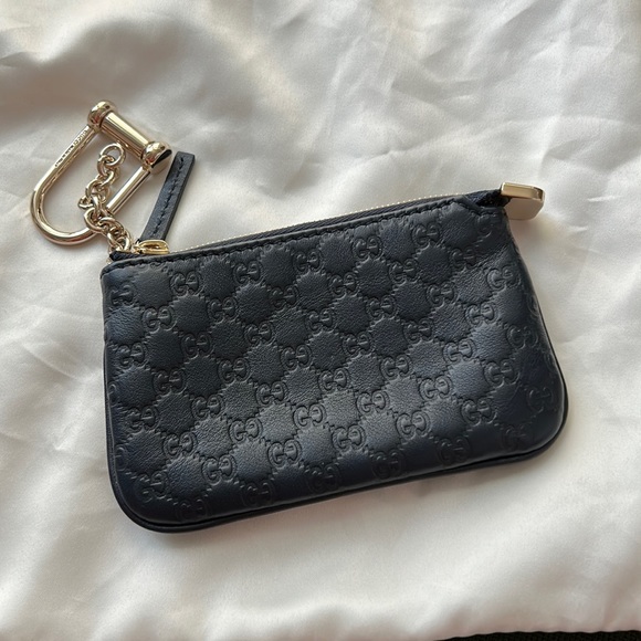 Gucci Handbags - Gucci navy blue leather coin case